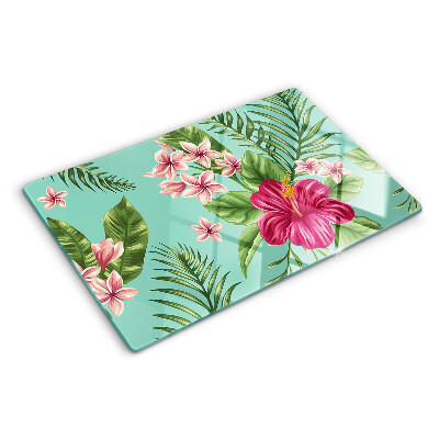 Schneidebrett Glas mit tropischem Blumenmuster