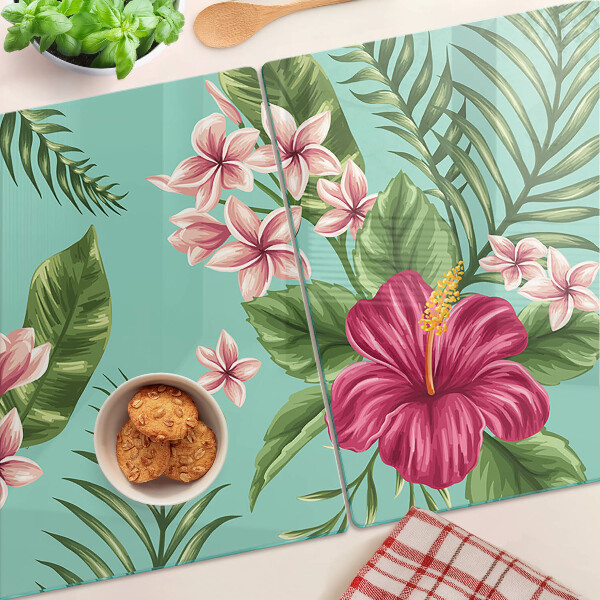 Schneidebrett Glas mit tropischem Blumenmuster