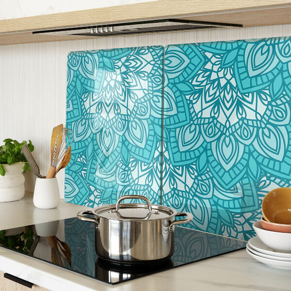 Glas-Schneidebrett mit Mandala-Muster in Blautönen