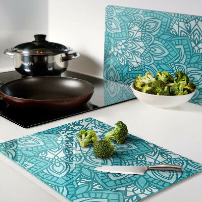 Glas schneidebrett Mandala-Muster in Blautönen