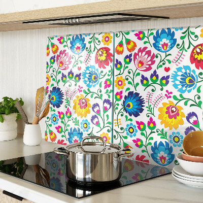 Schneidebrett Glas mit floralem Volksmuster