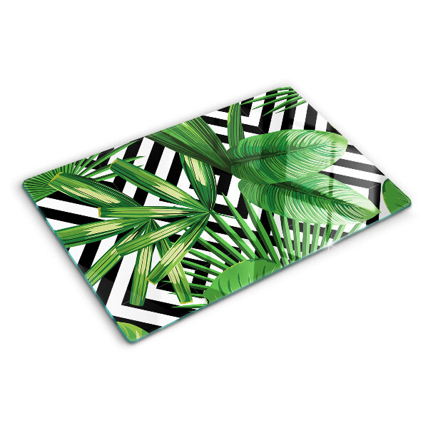 Schneidebrett Tropische Blätter auf Streifen