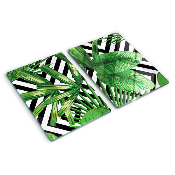 Schneidebrett Tropische Blätter auf Streifen