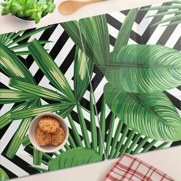 Schneidebrett Tropische Blätter auf Streifen