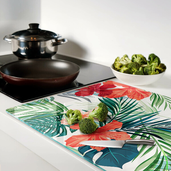 Schneidebrett glas Tropisches Pflanzenmotiv mit Blüten