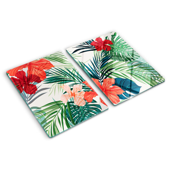 Schneidebrett glas Tropisches Pflanzenmotiv mit Blüten