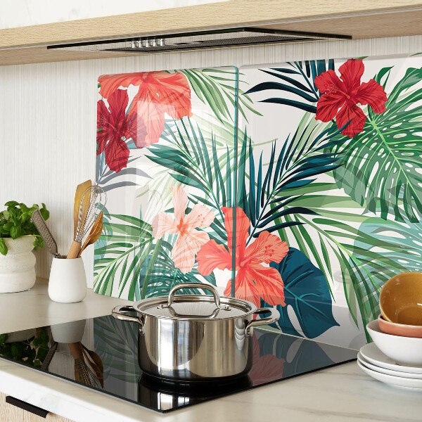 Schneidebrett glas Tropisches Pflanzenmotiv mit Blüten