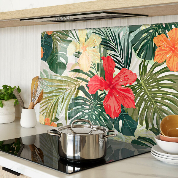 Glas schneidebrett Tropische Blumen und Blätter