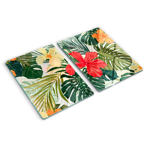 Glas schneidebrett Tropische Blumen und Blätter