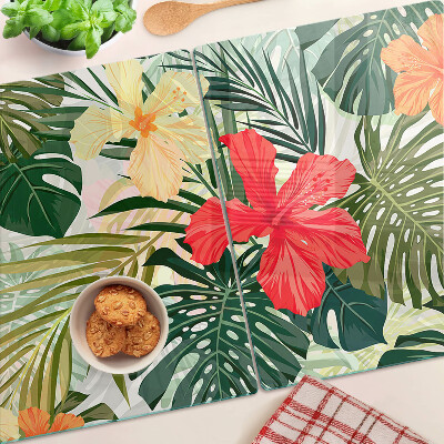 Glas schneidebrett Tropische Blumen und Blätter
