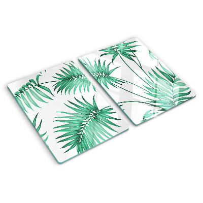 Glas-Schneidebrett mit Palmenblatt-Motiv