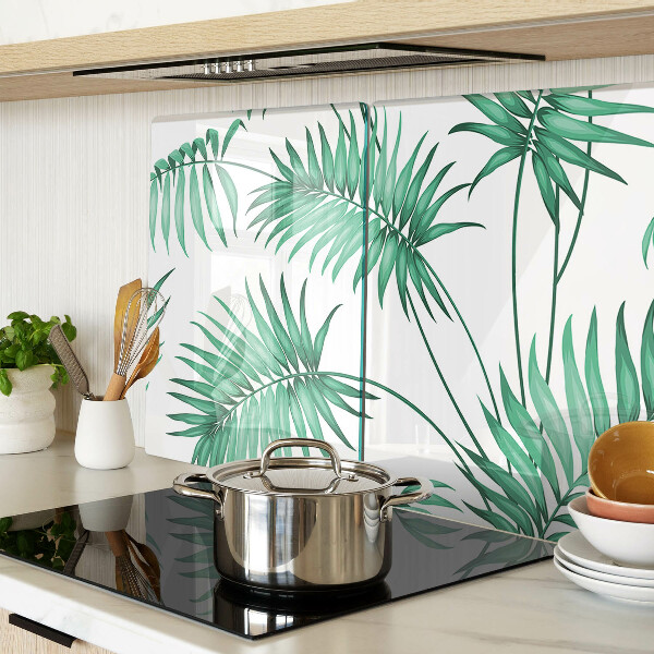 Glas-Schneidebrett mit Palmenblatt-Motiv