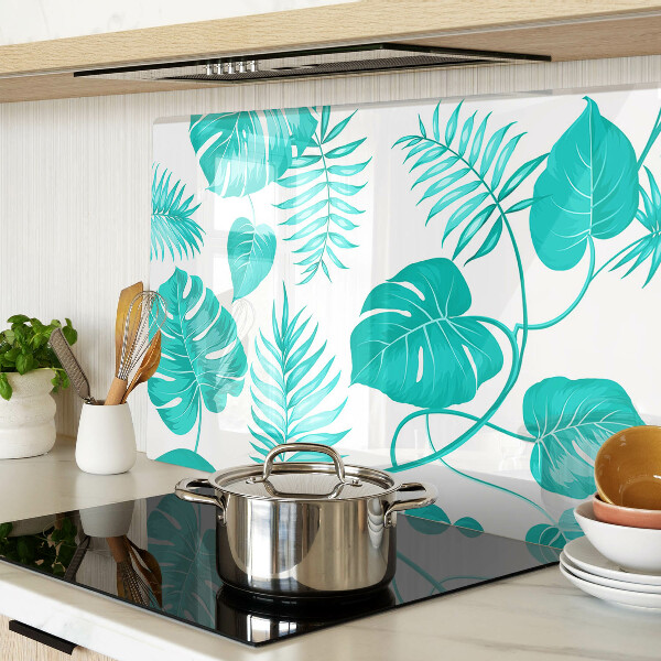 Schneidebrett mit Motiv tropischer Blätter in Grüntönen