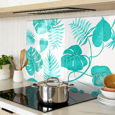 Schneidebrett mit Motiv tropischer Blätter in Grüntönen