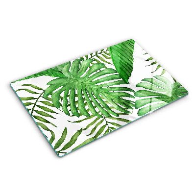 Schneidebrett glas Tropische Blätter in Grüntönen