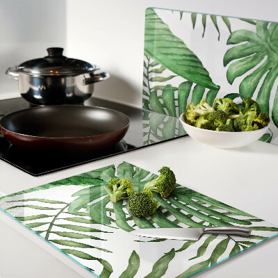 Schneidebrett glas Tropische Blätter in Grüntönen