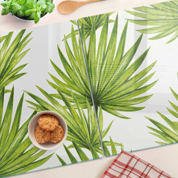 Schneidebrett glas Palmenblätter in Grüntönen