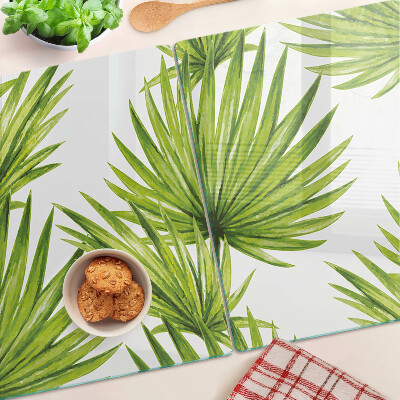 Schneidebrett glas Palmenblätter in Grüntönen