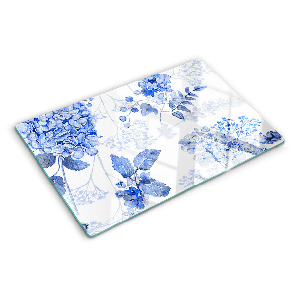 Glas schneidebrett Blumen in Blautönen