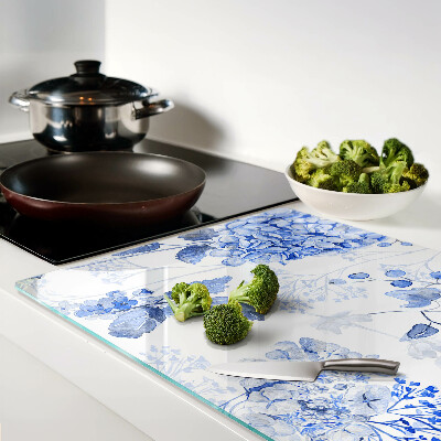 Glas schneidebrett Blumen in Blautönen