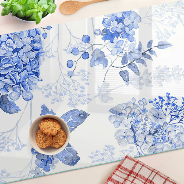 Glas schneidebrett Blumen in Blautönen