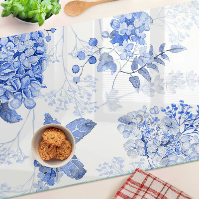 Glas schneidebrett Blumen in Blautönen