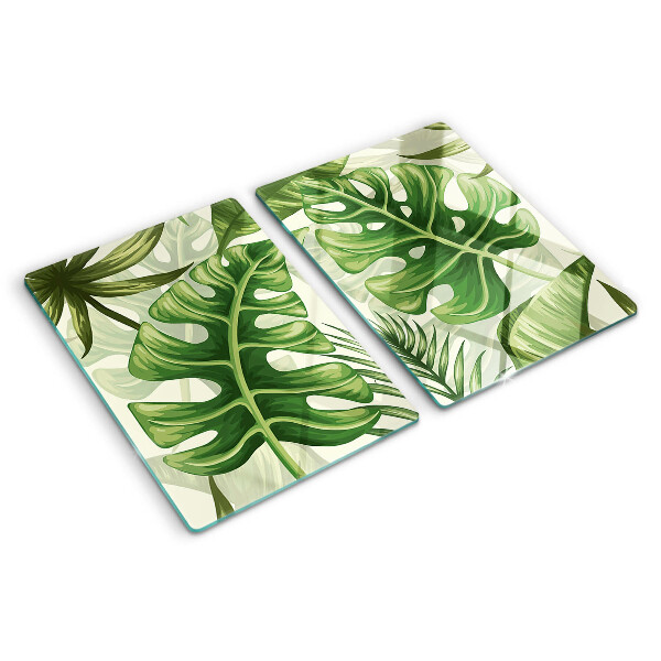 Schneidebrett mit Motiv tropischer Blätter