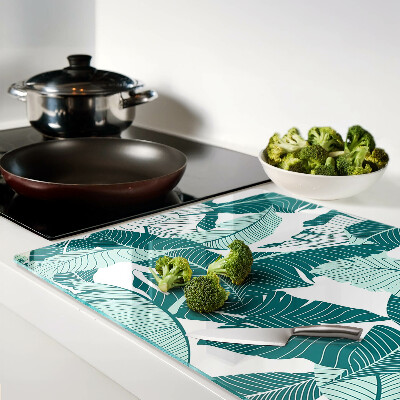 Schneidebrett glas Tropische Blätter in Grüntönen