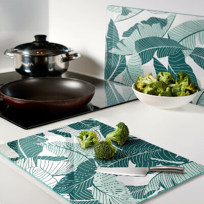 Schneidebrett glas Tropische Blätter in Grüntönen