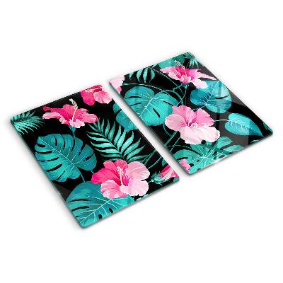 Glas schneidebrett Tropische Blumen und Blätter