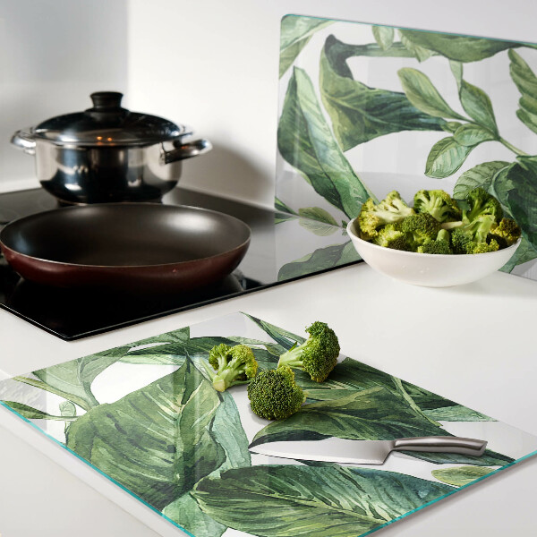 Schneidebrett mit Motiv tropischer Pflanzen