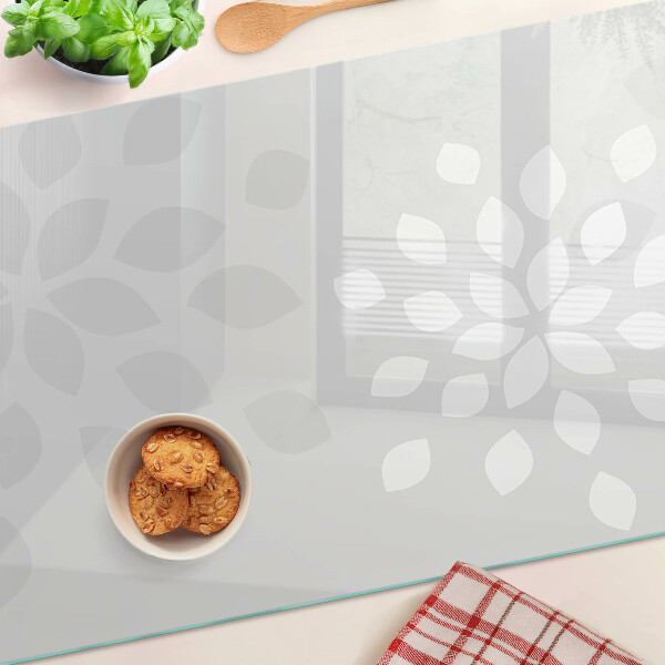 Glas-Schneidebrett mit Blumen- und Blattmotiven