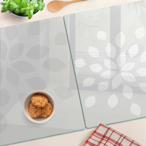 Glas-Schneidebrett mit Blumen- und Blattmotiven