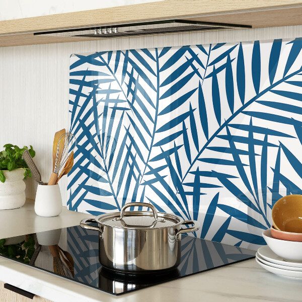 Schneidebrett Palmenblätter in Blautönen