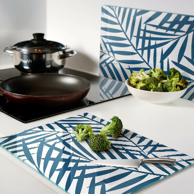 Schneidebrett Palmenblätter in Blautönen