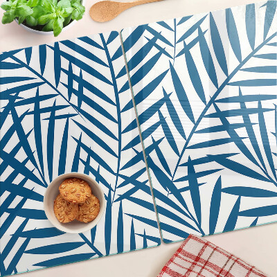 Schneidebrett Palmenblätter in Blautönen