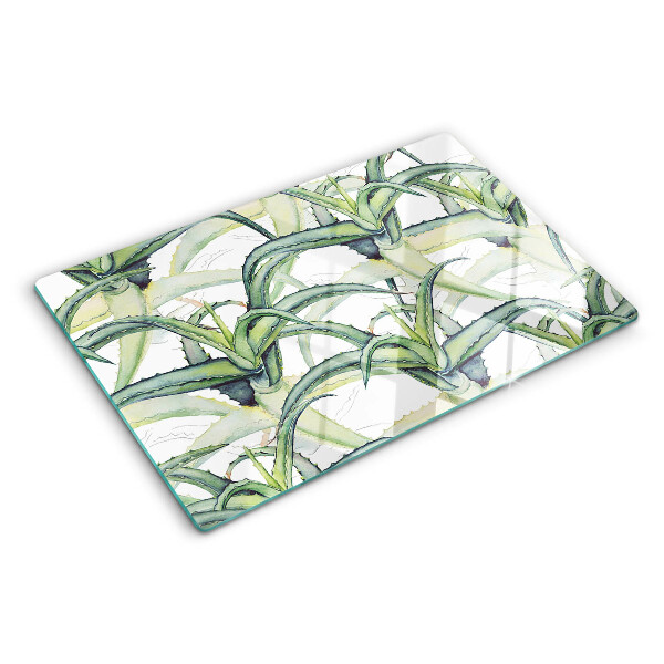 Schneidebrett glas Pflanzenblätter im Aquarellstil