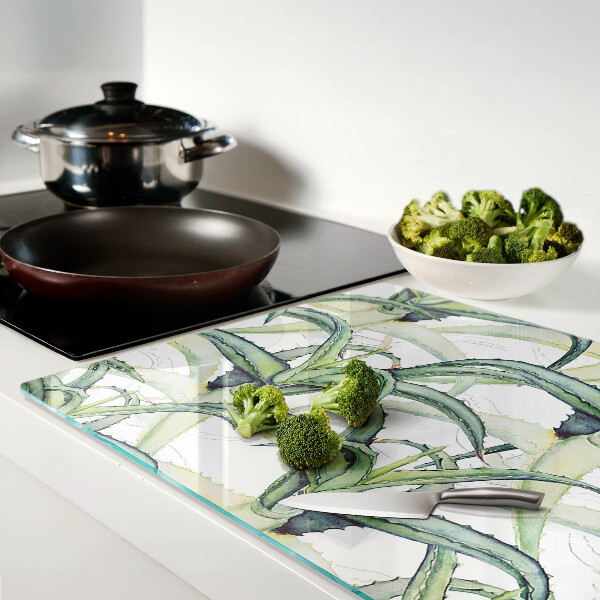 Schneidebrett glas Pflanzenblätter im Aquarellstil