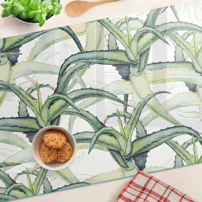 Schneidebrett glas Pflanzenblätter im Aquarellstil