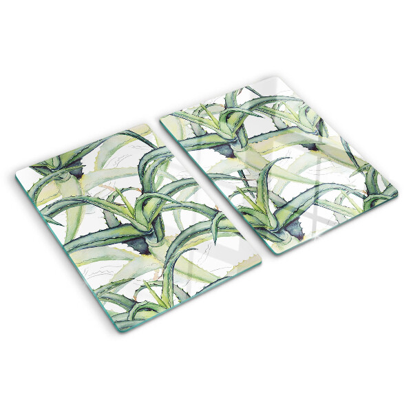 Schneidebrett glas Pflanzenblätter im Aquarellstil