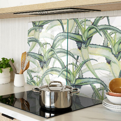 Schneidebrett glas Pflanzenblätter im Aquarellstil