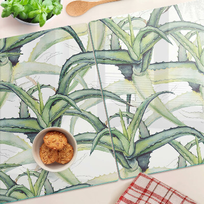 Schneidebrett glas Pflanzenblätter im Aquarellstil