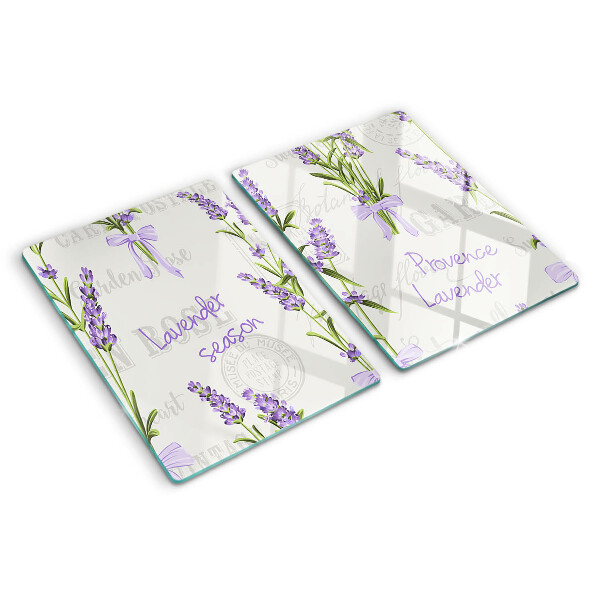 Schneidebrett mit Lavendelmotiv und provenzalischen Inschriften