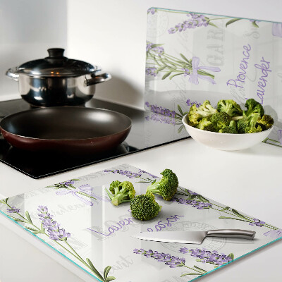 Schneidebrett mit Lavendelmotiv und provenzalischen Inschriften