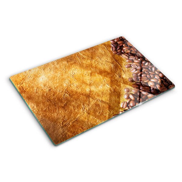 Schneidebrett Glas mit Kaffee- und Leder‑Motiv