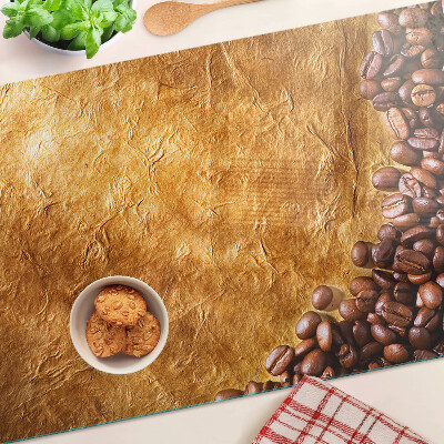 Schneidebrett Glas mit Kaffee- und Leder‑Motiv