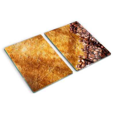 Schneidebrett Glas mit Kaffee- und Leder‑Motiv
