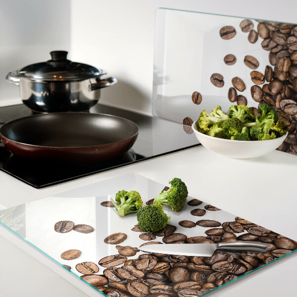 Schneidebrett Glas mit Kaffeebohnen-Motiv