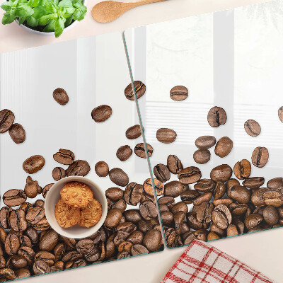 Schneidebrett Glas mit Kaffeebohnen-Motiv
