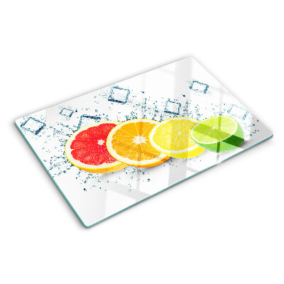 Schneidebrett Glas mit Motiv bunte Zitrusscheiben